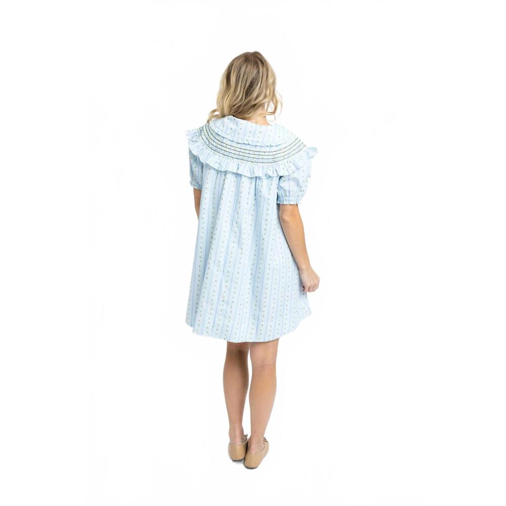 NEW KARLIE the juliette peter pan stitch dress in baby blue blossom stripe - Picture 4 of 4